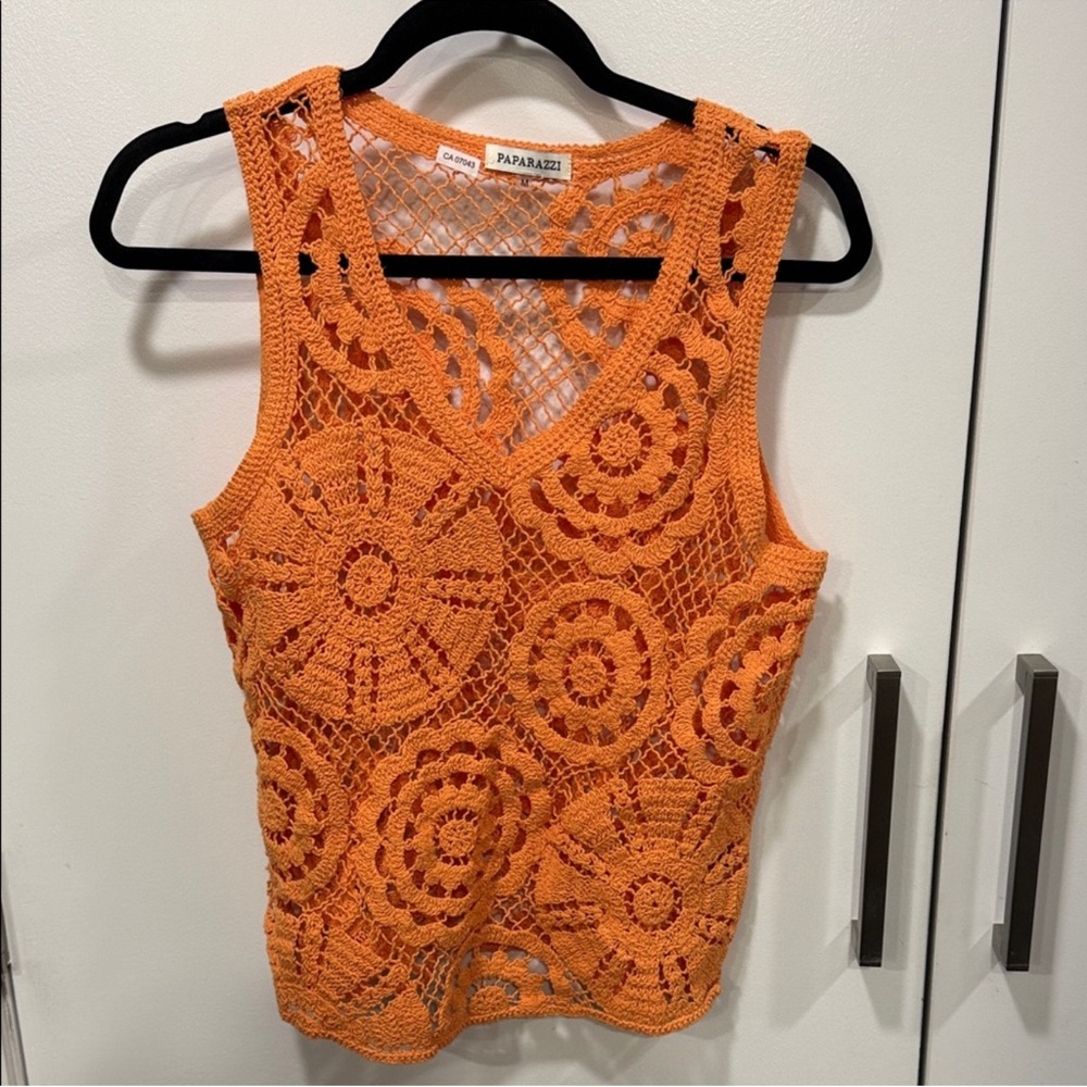 Paparazzi Bright Orange Crochet Tank
